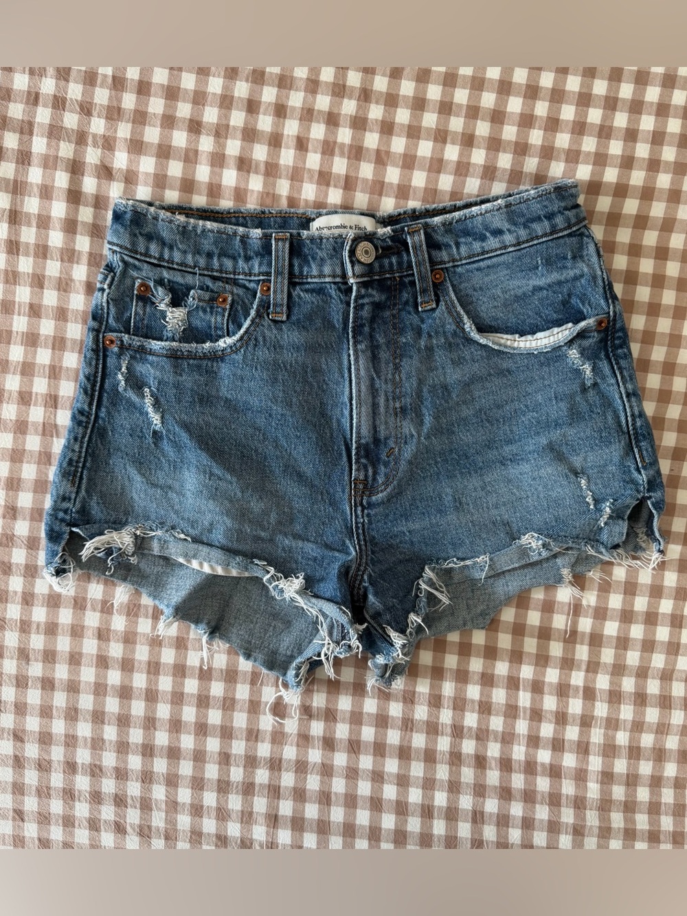 Abercrombie & Fitch High Rise Mom Shorts in Medium Wash Denim Size 27/4